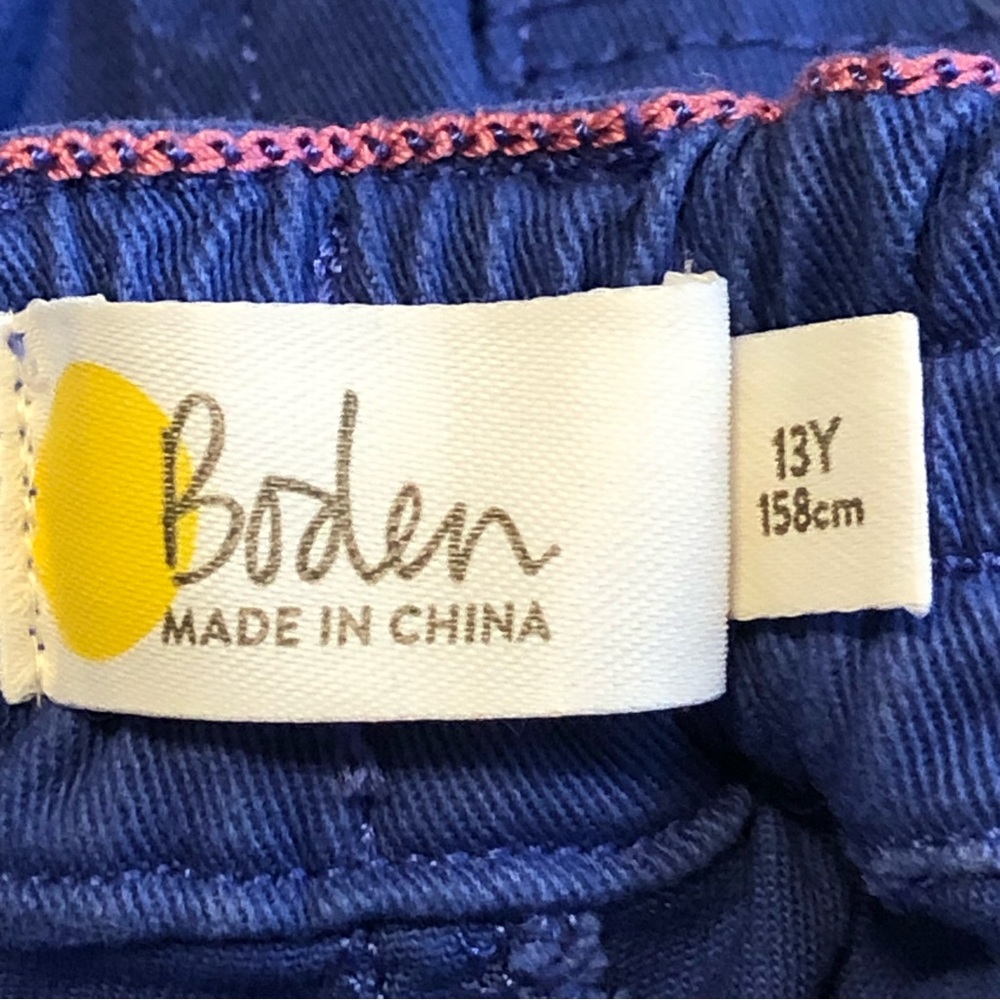 Boden Blue Twill Cargo Shorts With Pink Animal Print Belt Tie Size 13Y - Picture 6 of 9